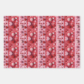 かわいい3Dレッドピンクハートキャンディバレンタインデー ラッピングペーパーシート (正面3)