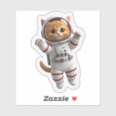 かわいい3D宇宙宇宙飛行士猫ダイカットステッカー - Kawa シール (シート)
