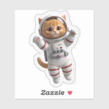 かわいい3D宇宙宇宙飛行士猫ダイカットステッカー - Kawa