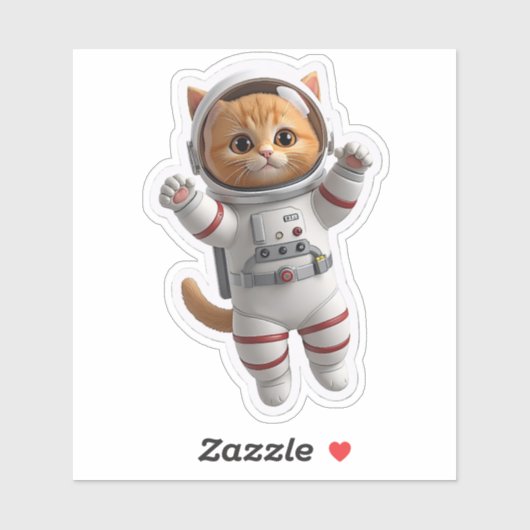 かわいい3D宇宙宇宙飛行士猫ダイカットステッカー - Kawa シール (シート)