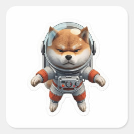 かわいい3D柴犬宇宙飛行士スペースドッグ ビニールステッカー スクエアシール
