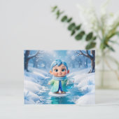 かわいい3D水瓶座のキャラクター ポストカード (スタンド正面)