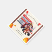 かわいい3D消防士の少年(消防車あり) スタンダードカクテルナプキン (角)