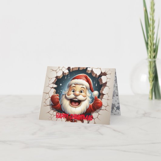 かわいい3D父クリスマスハッピークリスマス シーズンカード (正面)