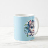かわいい3D猫のフラワーの壁デザイン コーヒーマグカップ (正面右)