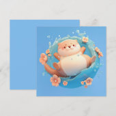 かわいい3D粘土ラッコの水しぶきポストカード (正面/裏面)