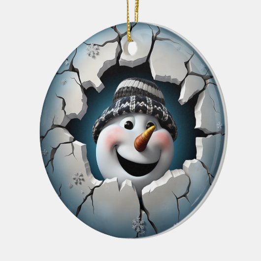 かわいい3D雪だるまクリスマス セラミックオーナメント (左)
