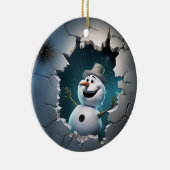 かわいい3D雪だるまクリスマス セラミックオーナメント (右)