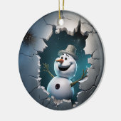 かわいい3D雪だるまクリスマス セラミックオーナメント (左)
