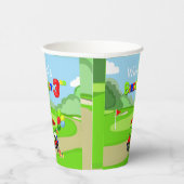 かわいい3rdバースデーレッドゴルフカート少年 紙コップ (右)