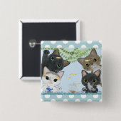 かわいい4匹のメダカ猫 缶バッジ (正面&裏面)