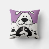 かわいい4匹の白黒の犬のドードル クッション (裏面)