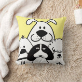 かわいい4匹の白黒の犬のドードル クッション (ブランケット)
