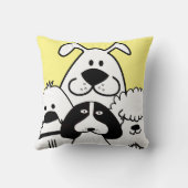 かわいい4匹の白黒の犬のドードル クッション (裏面)