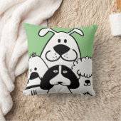 かわいい4匹の白黒の犬のドードル クッション (ブランケット)