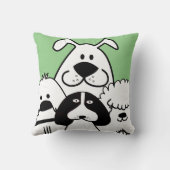 かわいい4匹の白黒の犬のドードル クッション (裏面)