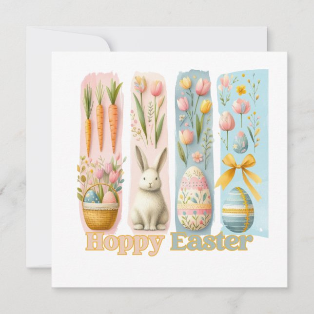 かわいい4垂直ブラッシュウォーターカラーホッピー復活祭 (正面)