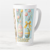 かわいい4垂直ブラッシュウォーターカラーホッピー復活祭 カフェラテマグ (右アングル)
