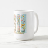 かわいい4垂直ブラッシュウォーターカラーホッピー復活祭 コーヒーマグカップ (正面右)