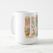 かわいい4垂直ブラッシュウォーターカラーホッピー復活祭 コーヒーマグカップ (正面左)