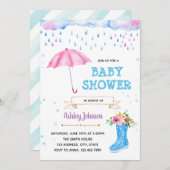 かわいい4月のシャワーテーマパーティーの招待 招待状 (正面/裏面)