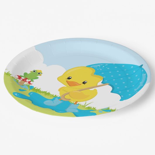 かわいい4月のシャワー ペーパープレート (アングル)