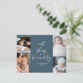 かわいい4枚のフォトコラージュのクリスマス シーズンポストカード (スタンド正面)