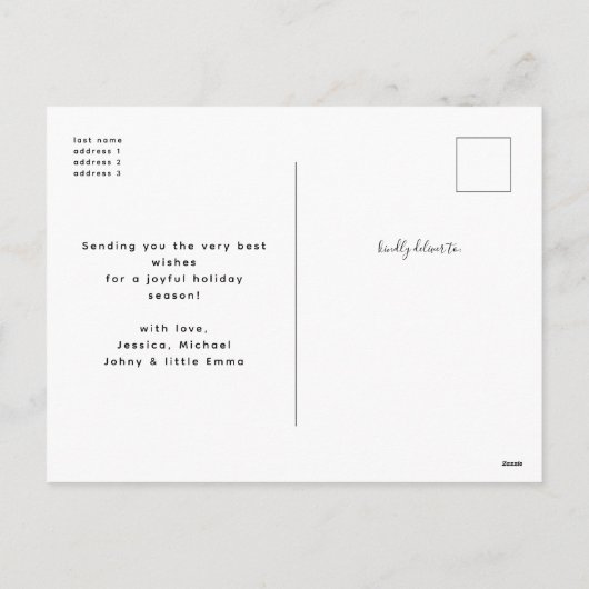 かわいい4枚のフォトコラージュのクリスマス シーズンポストカード (裏面)