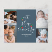 かわいい4枚のフォトコラージュのクリスマス シーズンポストカード (正面)