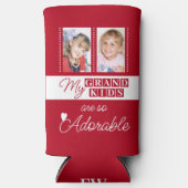 かわいい4枚の写真を追加するグランドキッズ赤い白 スリム缶クーラー (正面)