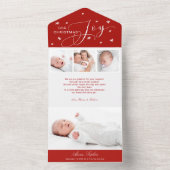 かわいい4枚の写真クリスマス誕生発表 オールインワン招待状 (内側)