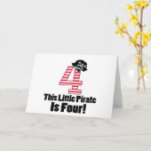 かわいい4歳の誕生日の海賊 カード (黄色い花)
