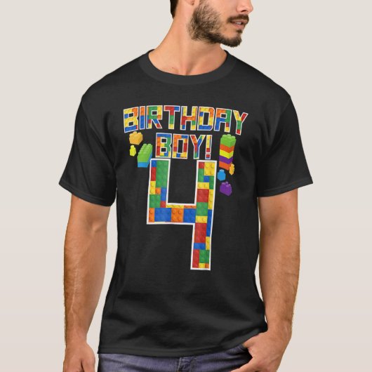 かわいい4歳の誕生日ギフト4歳ブロック建物 Tシャツ (正面)
