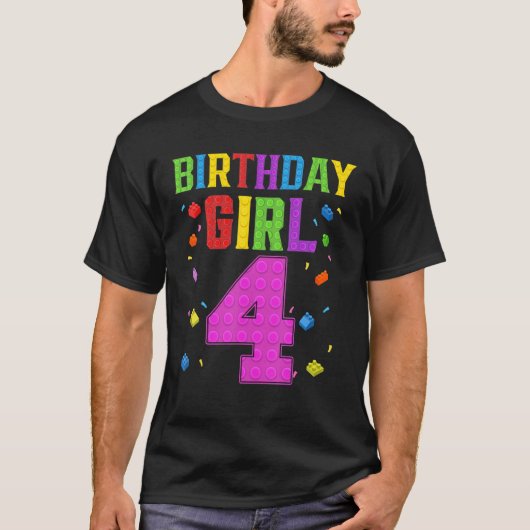 かわいい4歳の誕生日4歳ブロック建物ギル Tシャツ (正面)
