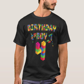 かわいい4歳の誕生日4歳ブロック建物少年 Tシャツ