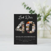 かわいい40歳の誕生日写真モンテージ インビテーションポストカード (スタンド正面)