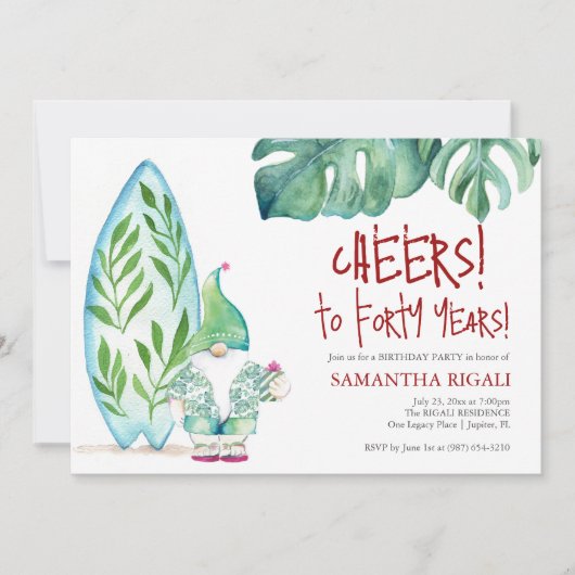 かわいい40th誕生日パーティの招待状テンプレート 招待状 (正面)