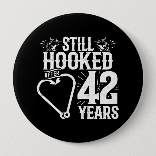 かわいい42周年記念結婚したカップル42年 缶バッジ (正面)
