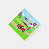 かわいい4thバースデーレッドゴルフカート少年 スタンダードカクテルナプキン (角)