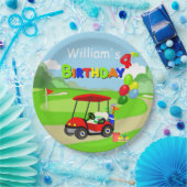 かわいい4thバースデーレッドゴルフカート少年 ペーパープレート (パーティー)