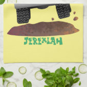 かわいい4X4オフロード車の漫画の車 キッチンタオル (折り畳み)