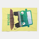 かわいい4X4オフロード車の漫画の車 キッチンタオル (横)