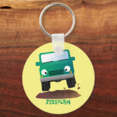 かわいい4X4オフロード車の漫画の車 キーホルダー (正面)