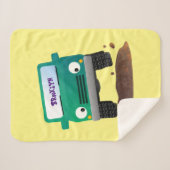 かわいい4X4オフロード車の漫画の車 シェルパブランケット (正面(横))