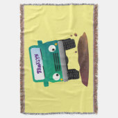 かわいい4X4オフロード車の漫画の車 スローブランケット (正面縦)