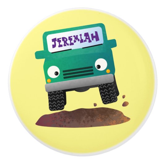 かわいい4X4オフロード車の漫画の車 セラミックノブ (正面)