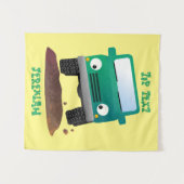 かわいい4X4オフロード車の漫画の車 タペストリー (正面(横))