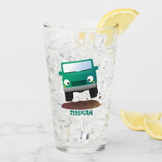 かわいい4X4オフロード車の漫画の車 タンブラーグラス (アイス裏面)