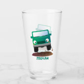 かわいい4X4オフロード車の漫画の車 タンブラーグラス (正面)