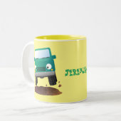 かわいい4X4オフロード車の漫画の車 ツートーンマグカップ (正面左)